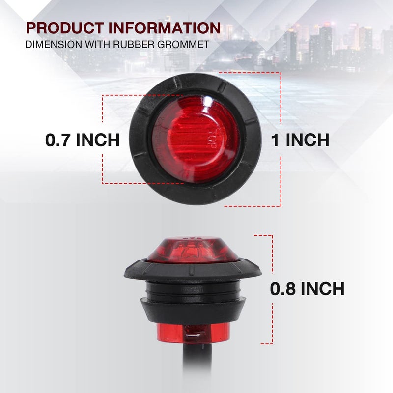 TMH (Pack of 100) 3/4 Inch Mount RED LED Clearance Bullet Marker lights, Side LED marker lights for trailer Truck RV Car Bus Van - Image 4